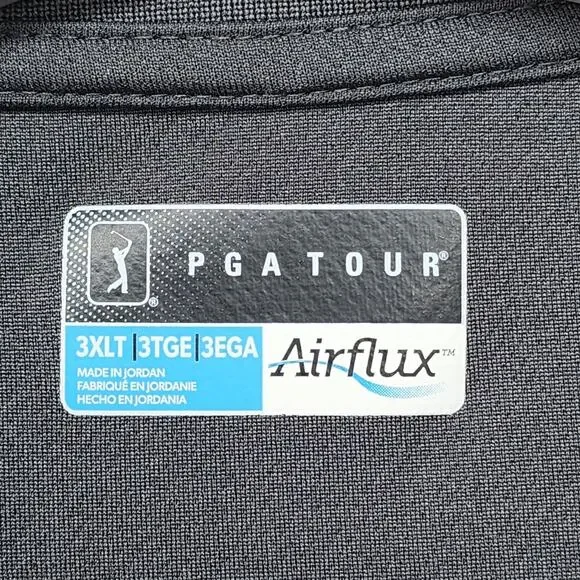 PGA Tour Golf Polo Shirt Mens 3XLT Gray Airflux Short Sleeve Stretch Performance - Picture 6 of 9